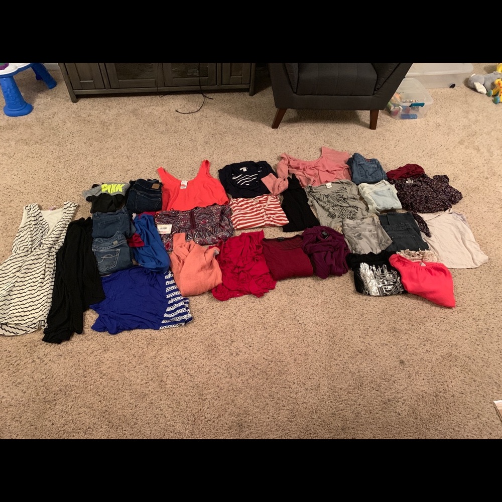 Huge Lot, Bundle, S XS M Tops, Jeans, 26, 27, 28